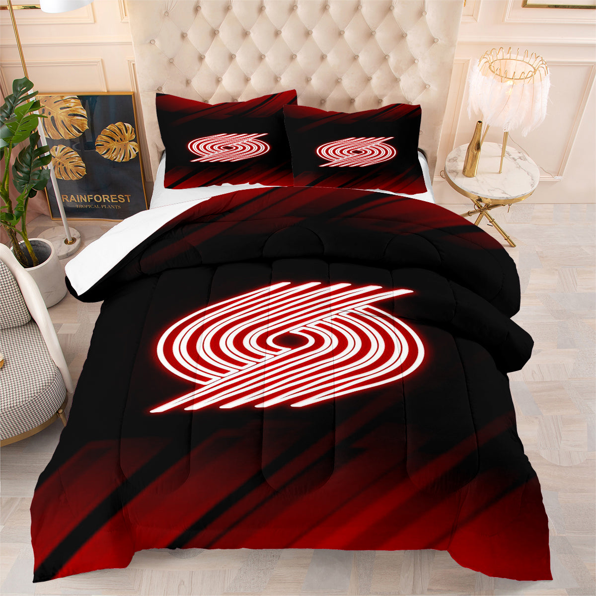 Portland Basketball Trail Blazers Comforter Pillowcases 3PC Sets All Season Reversible Quilted Duvet