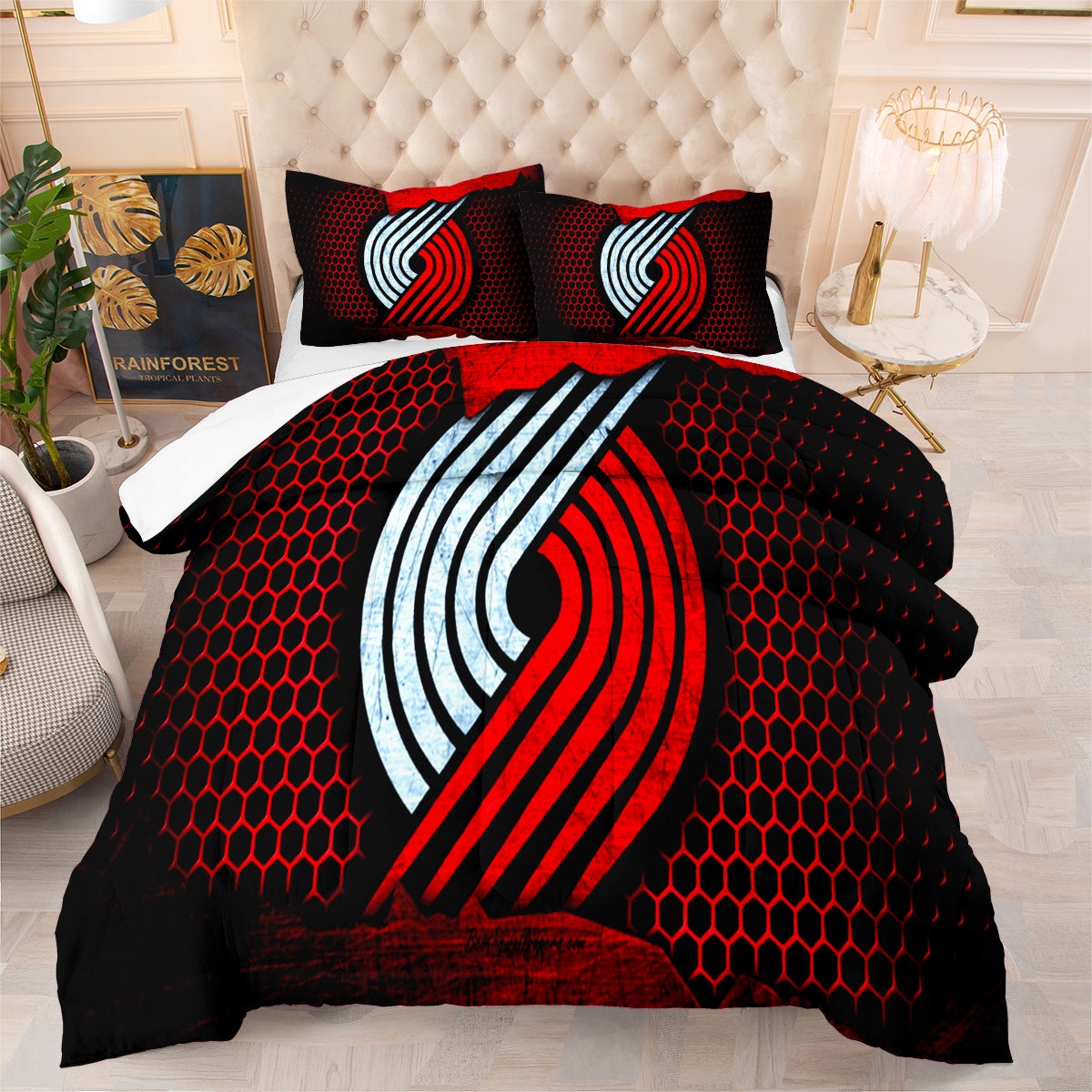 Portland Basketball Trail Blazers Comforter Pillowcases 3PC Sets All Season Reversible Quilted Duvet