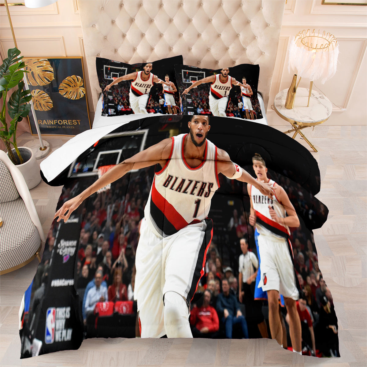 Portland Basketball Trail Blazers Comforter Pillowcases 3PC Sets All Season Reversible Quilted Duvet