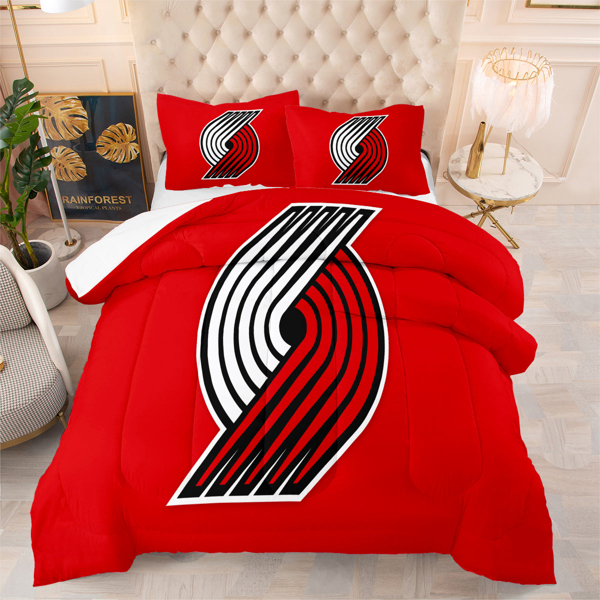 Portland Basketball Trail Blazers Comforter Pillowcases 3PC Sets All Season Reversible Quilted Duvet