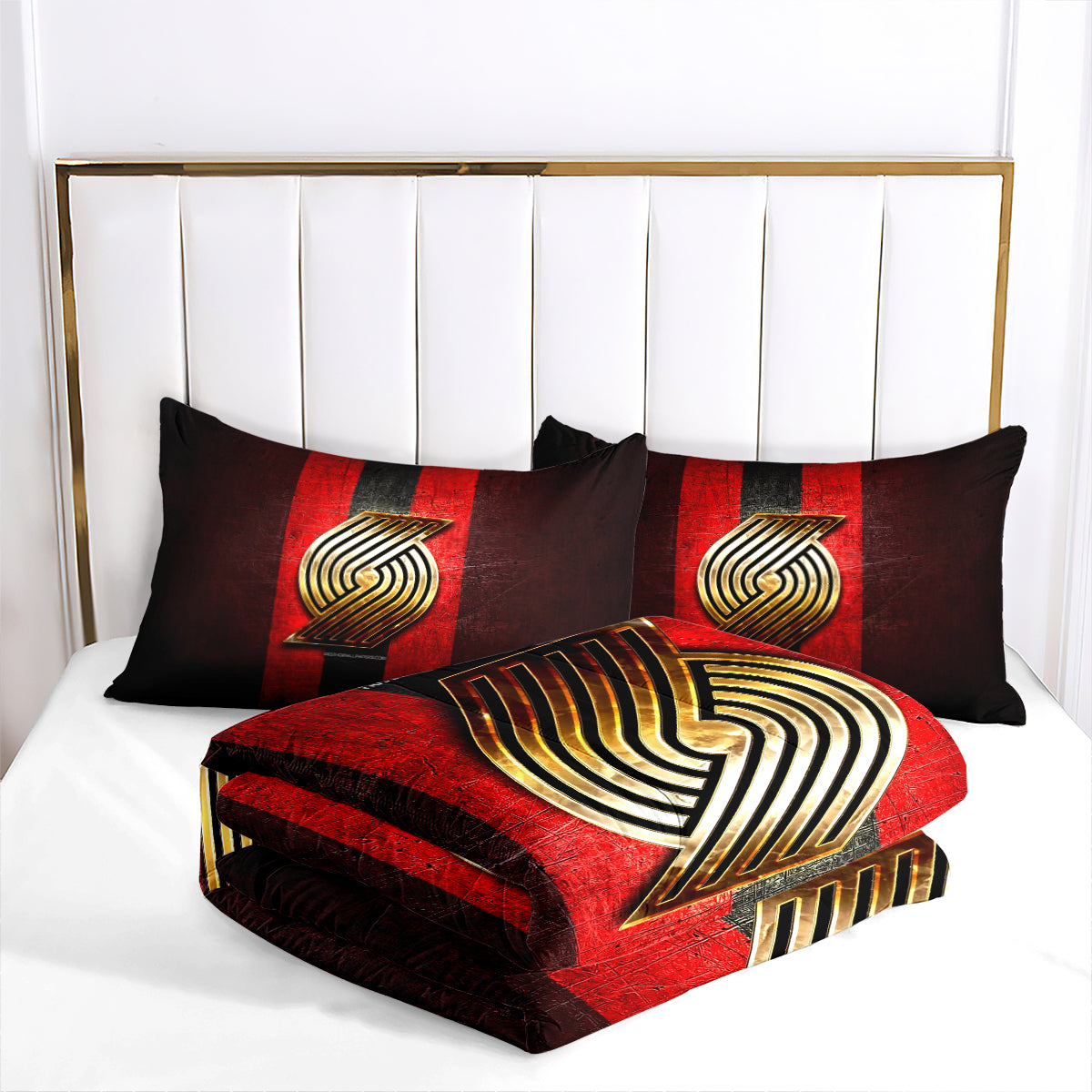 Portland Basketball Trail Blazers Comforter Pillowcases 3PC Sets All Season Reversible Quilted Duvet