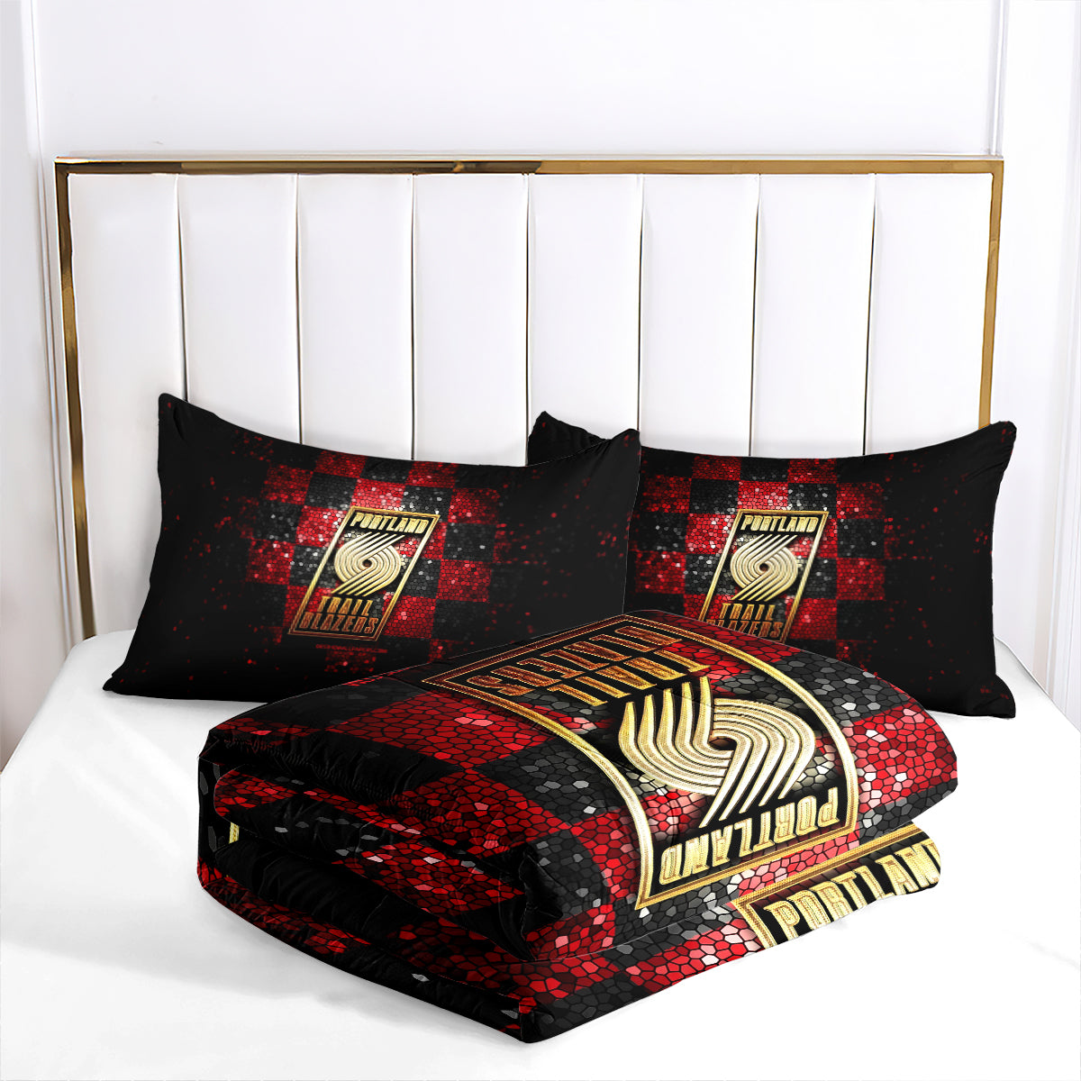 Portland Basketball Trail Blazers Comforter Pillowcases 3PC Sets All Season Reversible Quilted Duvet