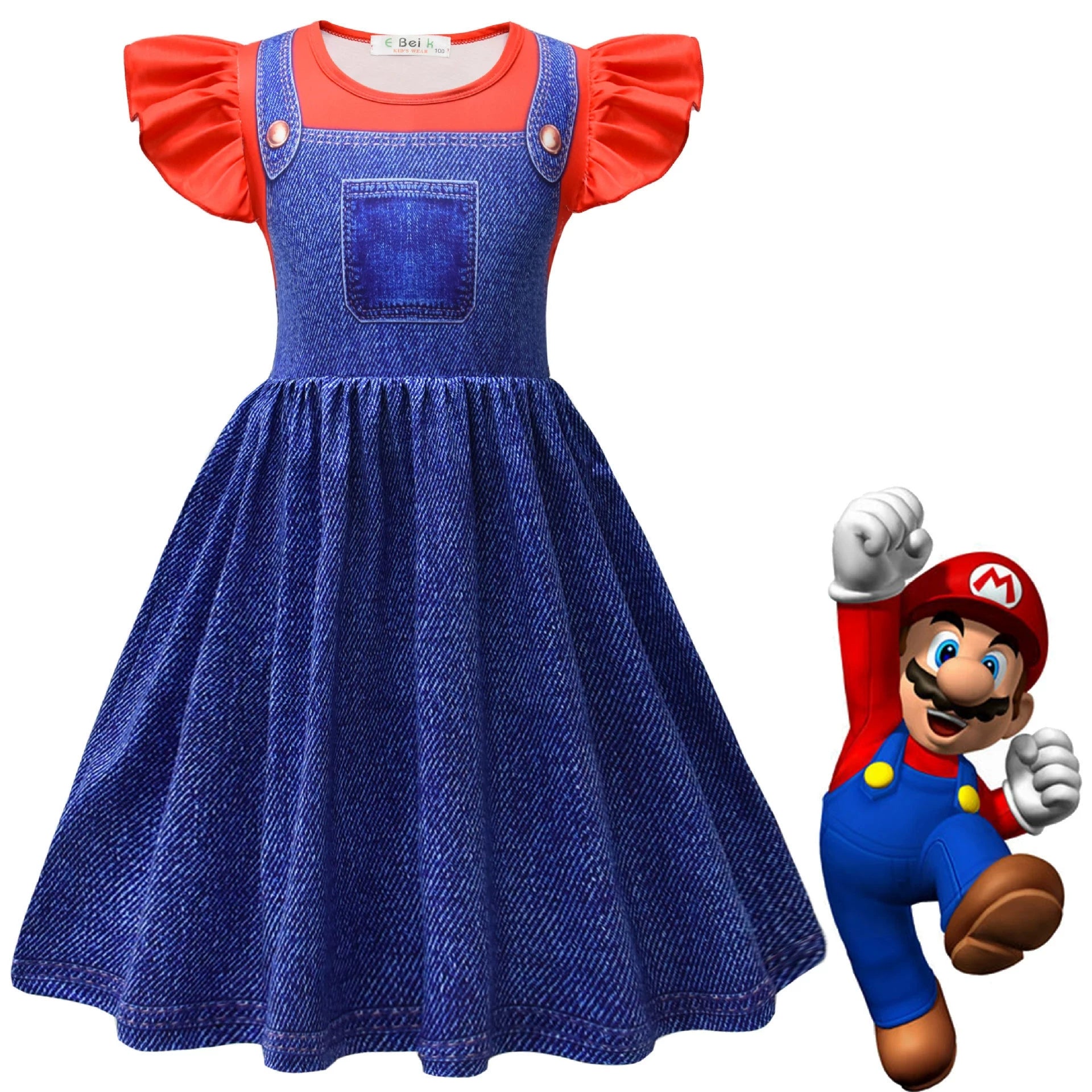Princess Peach Mario Cosplay Costume for Girls Halloween Fancy Dress