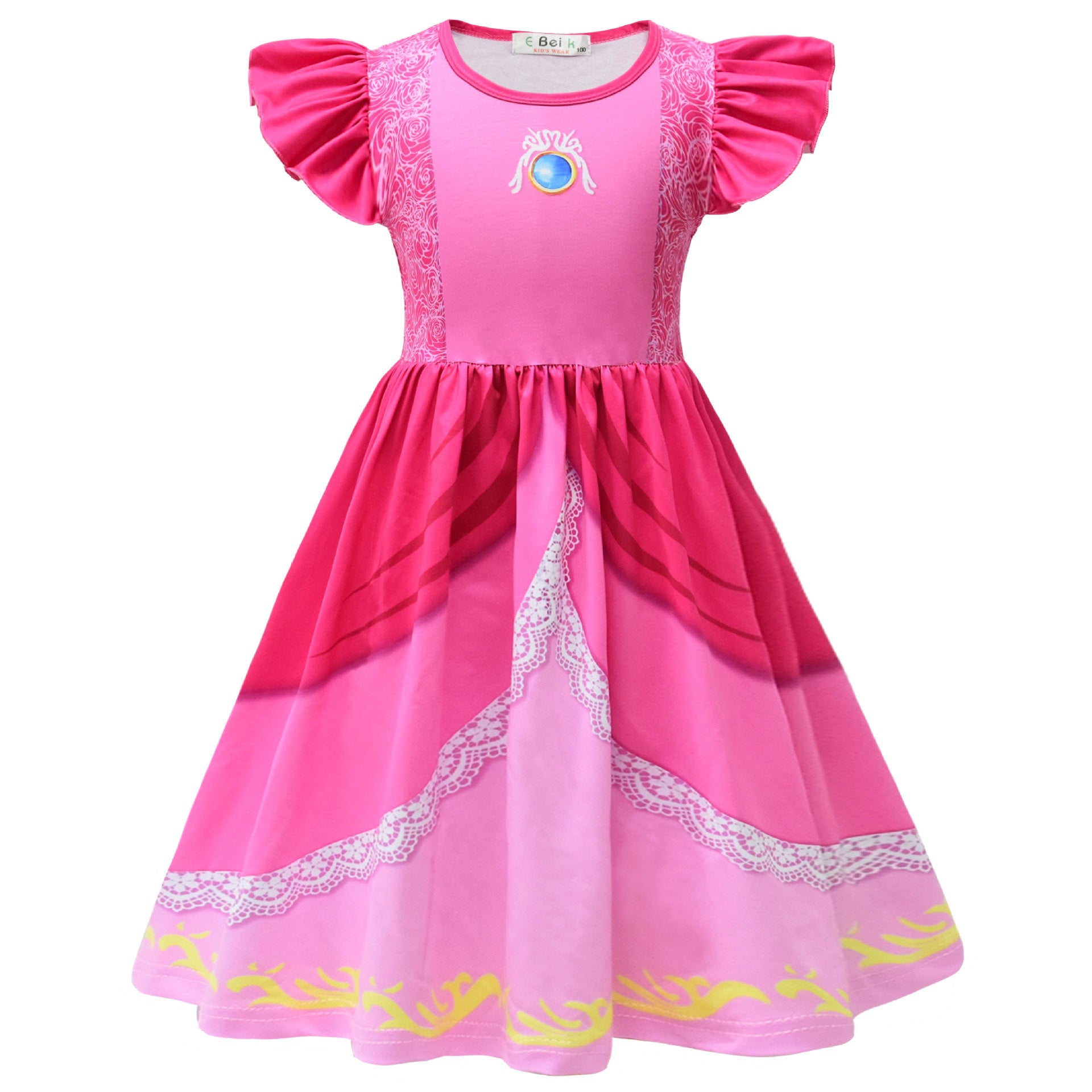 Princess Peach Mario Cosplay Costume for Girls Halloween Fancy Dress