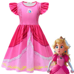 Princess Peach Mario Cosplay Costume for Girls Halloween Fancy Dress