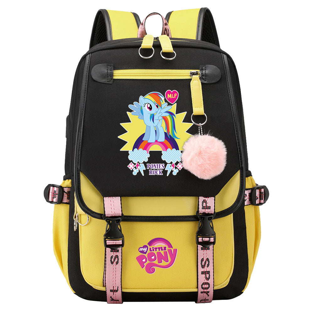 My Little Pony Rainbow Dash Waterproof Backpack School Notebook Travel Bag USB Charging