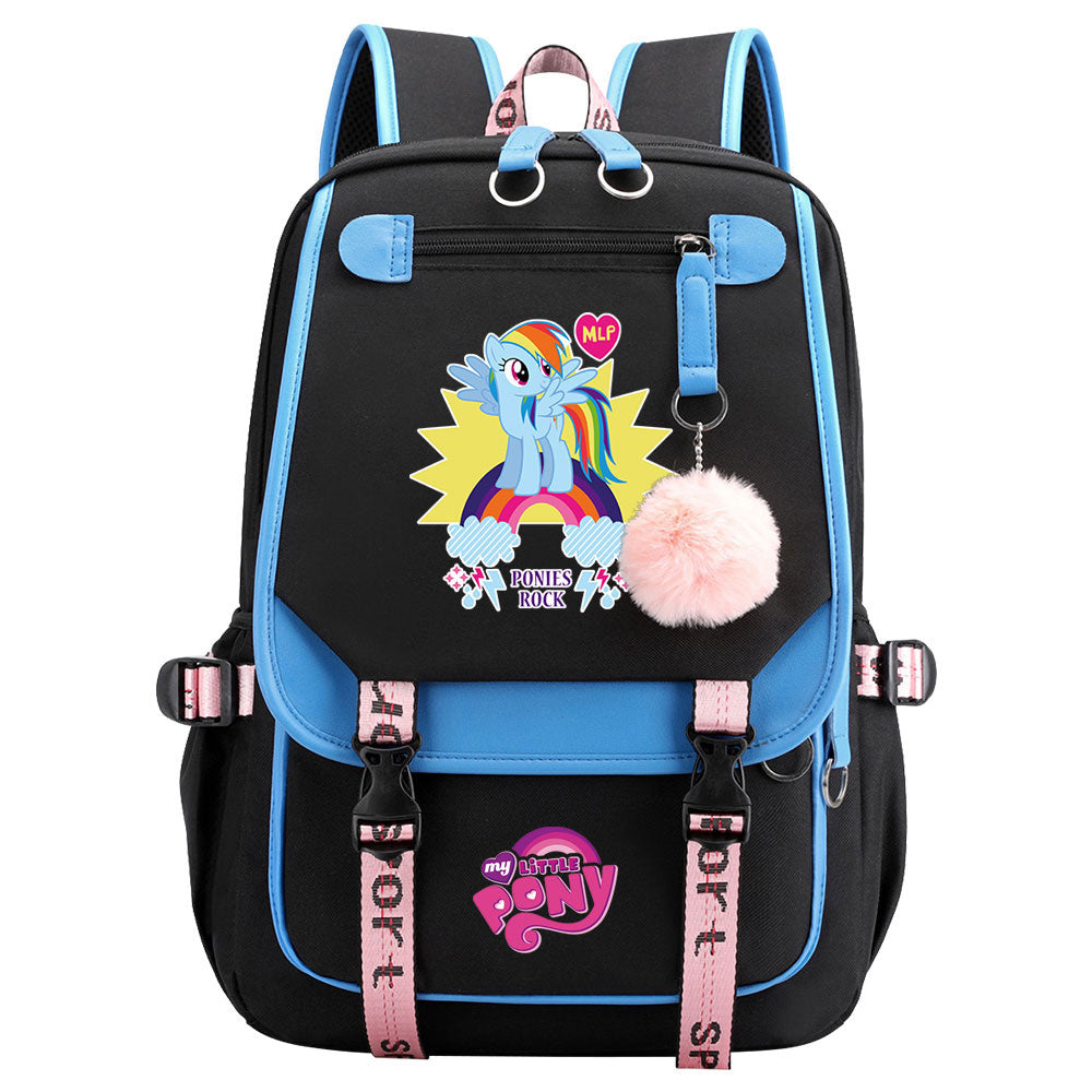 My Little Pony Rainbow Dash Waterproof Backpack School Notebook Travel Bag USB Charging