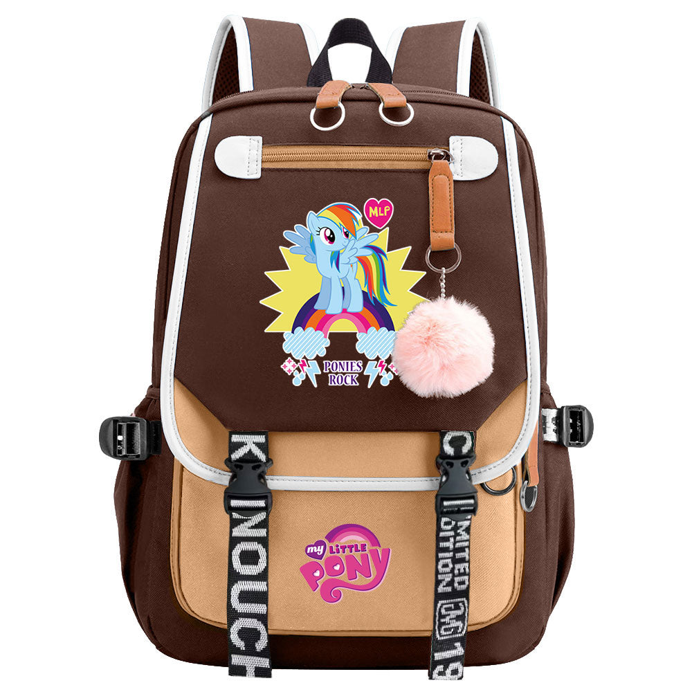 My Little Pony Rainbow Dash Waterproof Backpack School Notebook Travel Bag USB Charging
