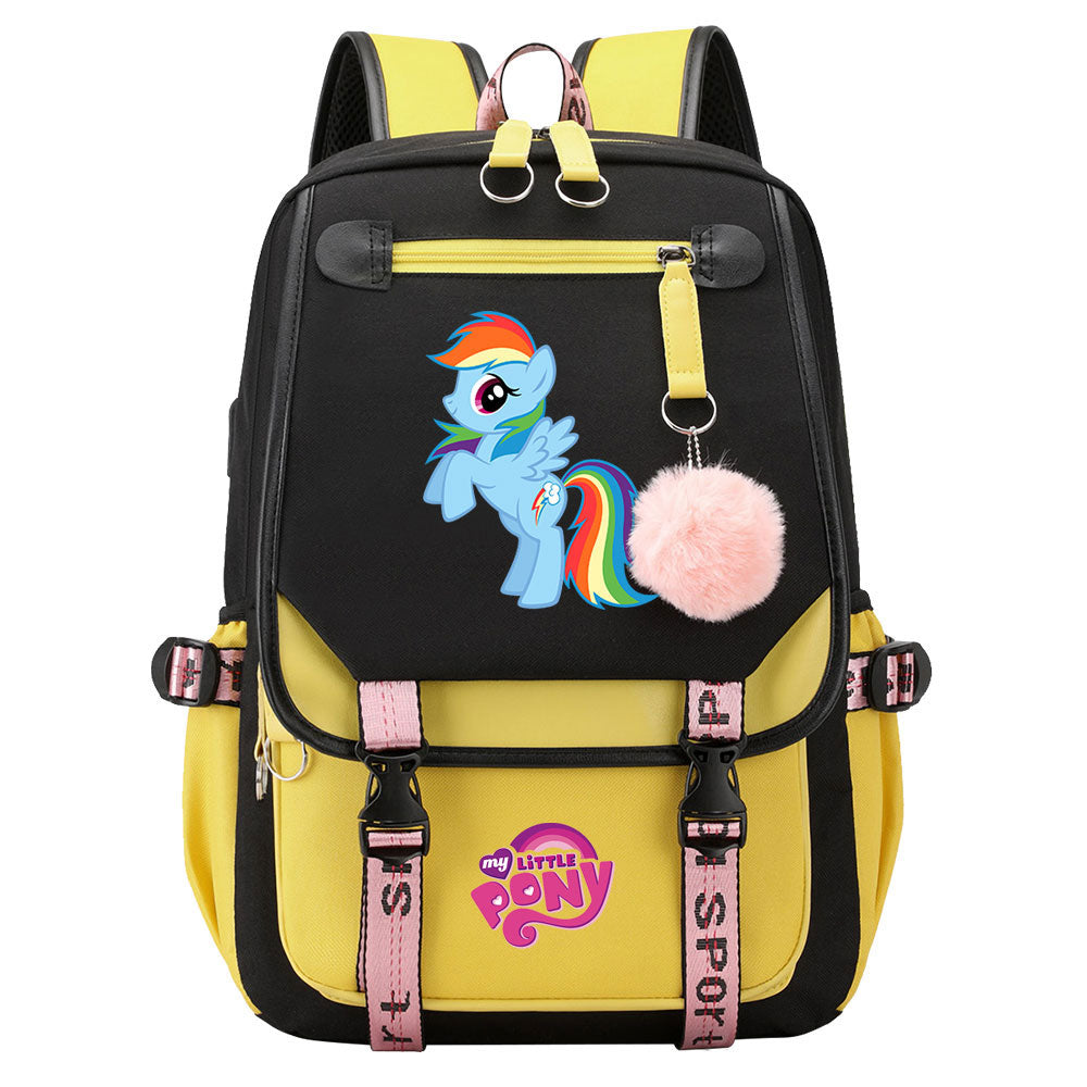 My Little Pony Rainbow Dash Waterproof Backpack School Notebook Travel Bag USB Charging