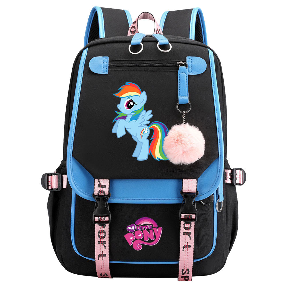 My Little Pony Rainbow Dash Waterproof Backpack School Notebook Travel Bag USB Charging
