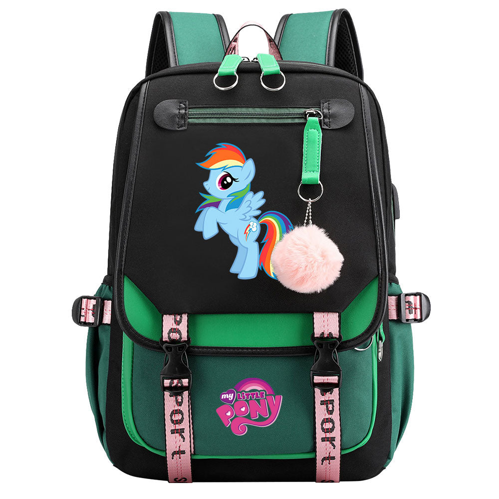 My Little Pony Rainbow Dash Waterproof Backpack School Notebook Travel Bag USB Charging