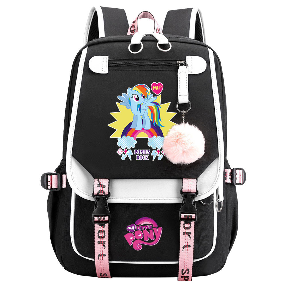 My Little Pony Rainbow Dash Waterproof Backpack School Notebook Travel Bag USB Charging