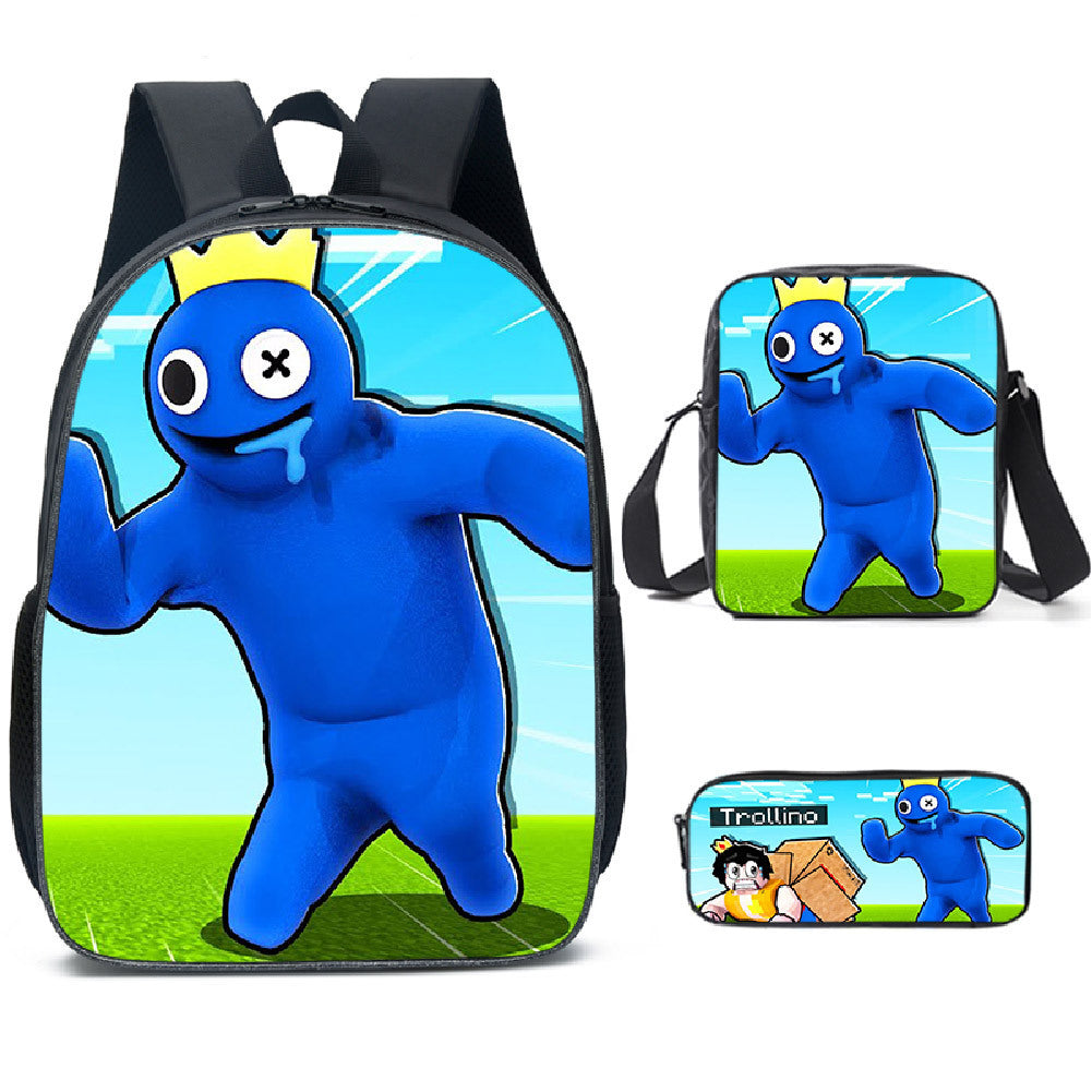 Rainbow Friends Full Printed Backpack Schoolbag Travel Notebook Bag Lunch Bag Pencil Bag for Kids Students 3PCS