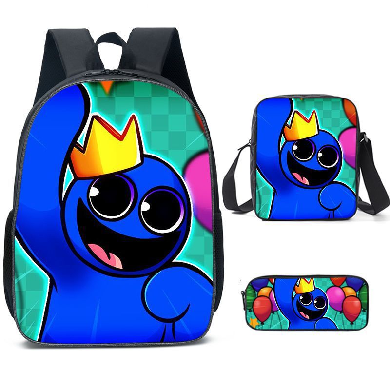 Rainbow Friends Full Printed Backpack Schoolbag Travel Notebook Bag Lunch Bag Pencil Bag for Kids Students 3PCS