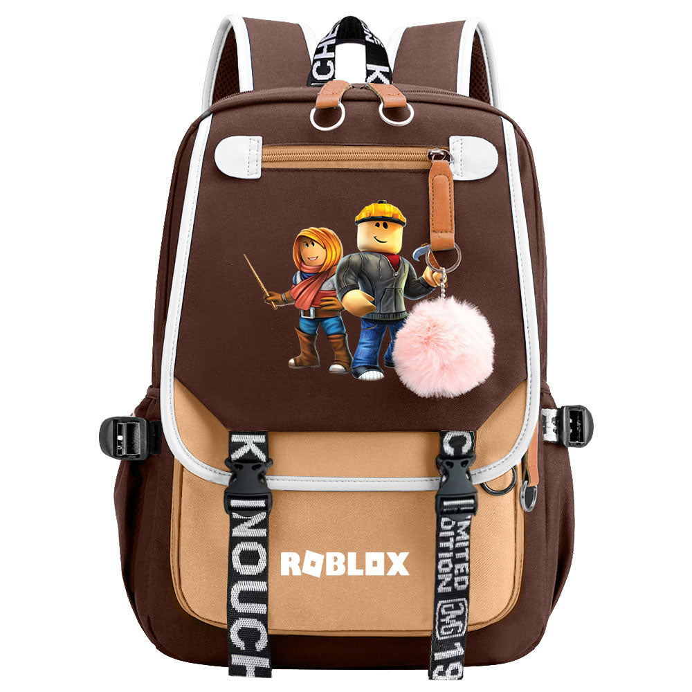 Roblox Game Waterproof Backpack School Notebook Travel Bag USB Charging