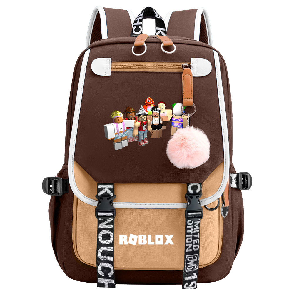 Roblox Game Waterproof Backpack School Notebook Travel Bag USB Charging