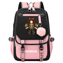 Roblox Game Waterproof Backpack School Notebook Travel Bag USB Charging
