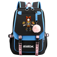 Roblox Game Waterproof Backpack School Notebook Travel Bag USB Charging