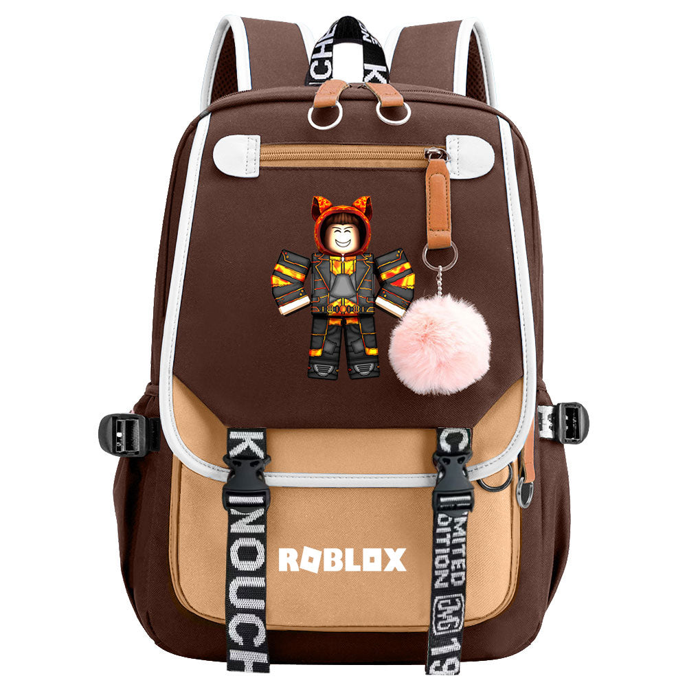 Roblox Game Waterproof Backpack School Notebook Travel Bag USB Charging