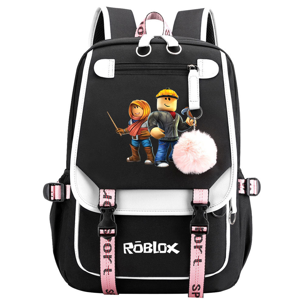 Roblox Game Waterproof Backpack School Notebook Travel Bag USB Charging