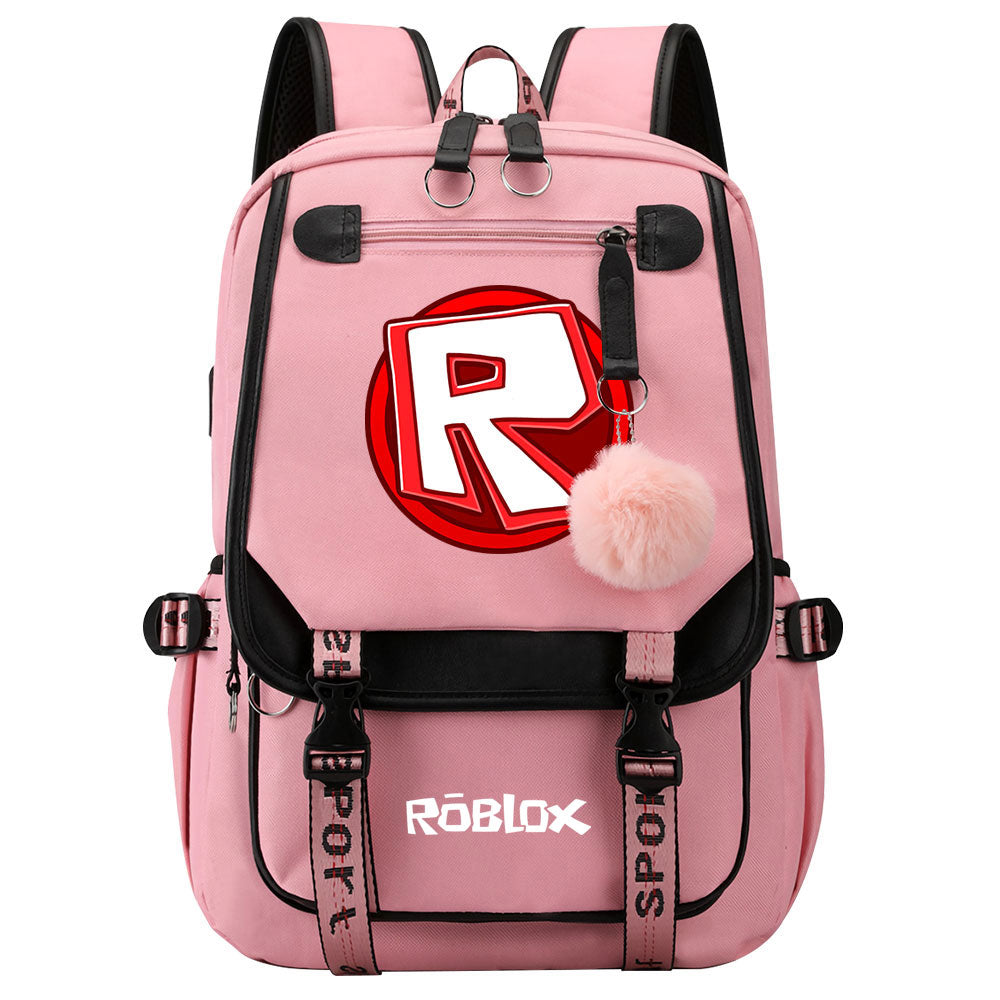 Roblox Waterproof Backpack School Notebook Travel Bags USB Charging