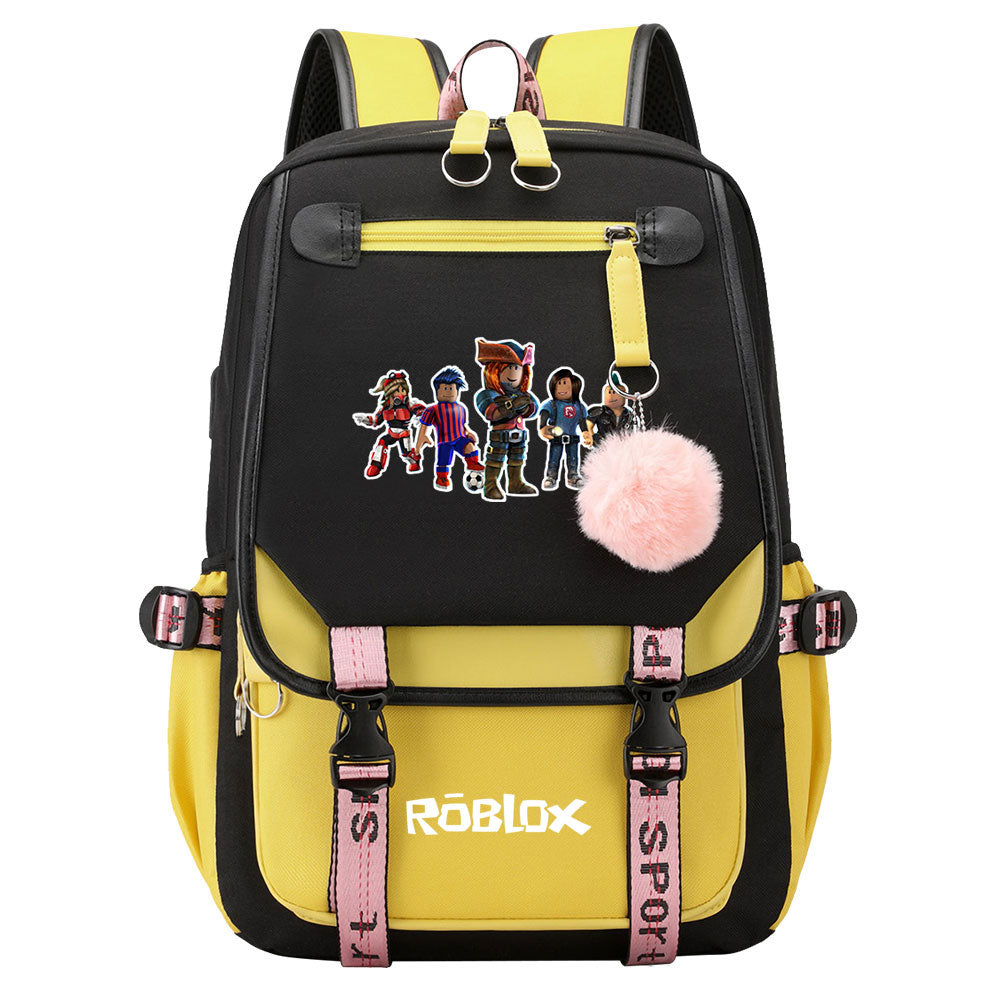 Roblox Waterproof Backpack School Notebook Travel Bags USB Charging