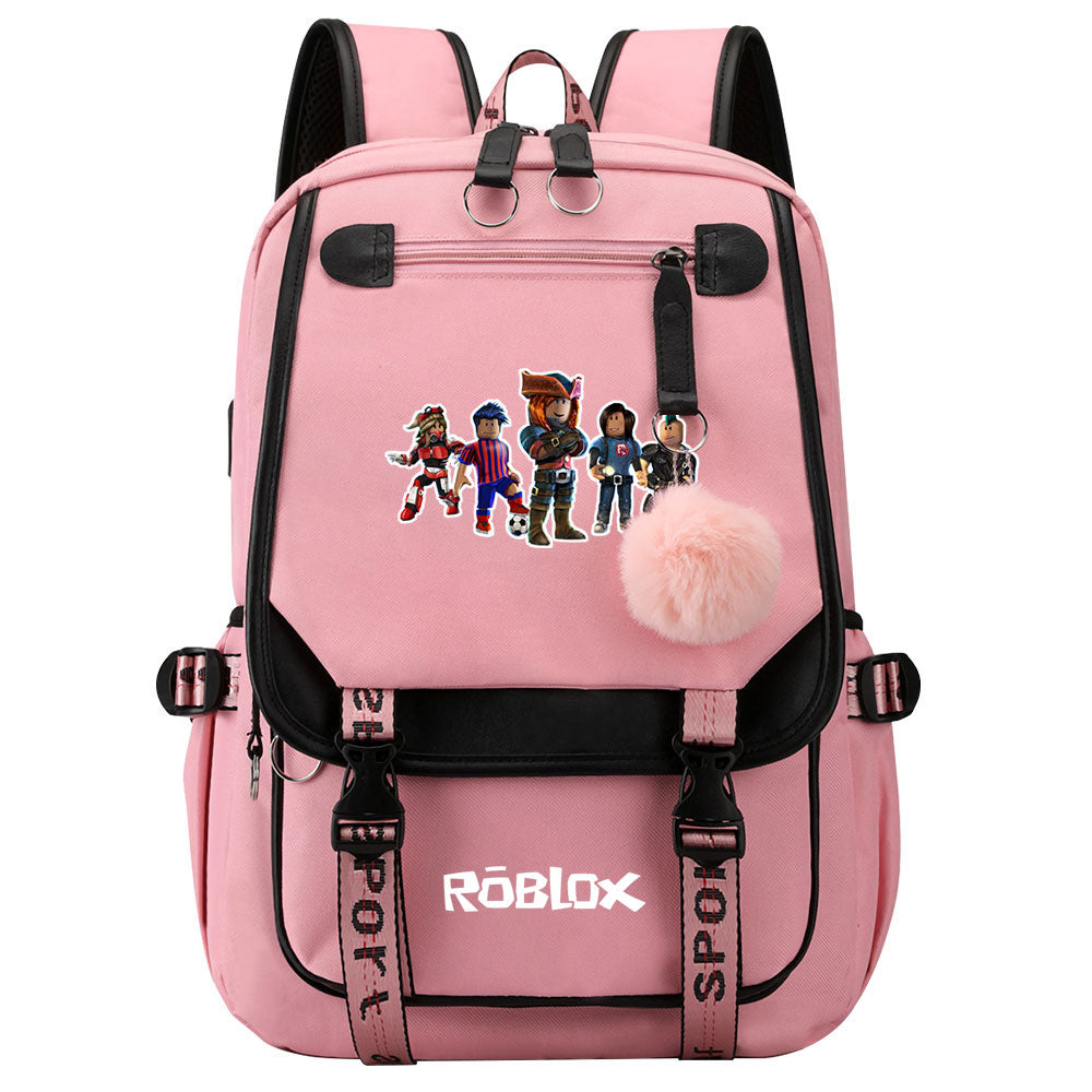 Roblox Waterproof Backpack School Notebook Travel Bags USB Charging