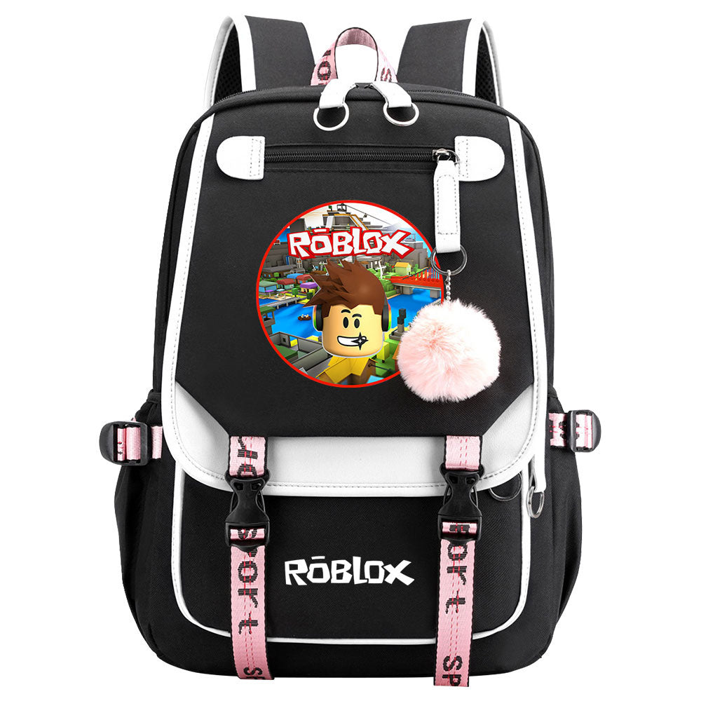 Roblox Waterproof Backpack School Notebook Travel Bags USB Charging