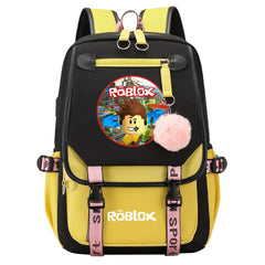 Roblox Waterproof Backpack School Notebook Travel Bags USB Charging