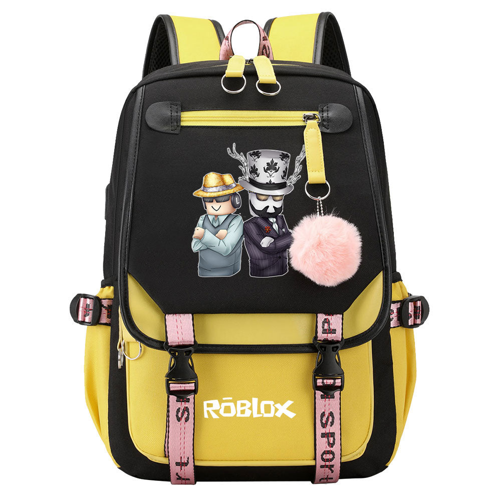 Game Roblox Waterproof Backpack School Notebook Travel Bags USB Charging