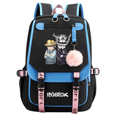 Game Roblox Waterproof Backpack School Notebook Travel Bags USB Charging
