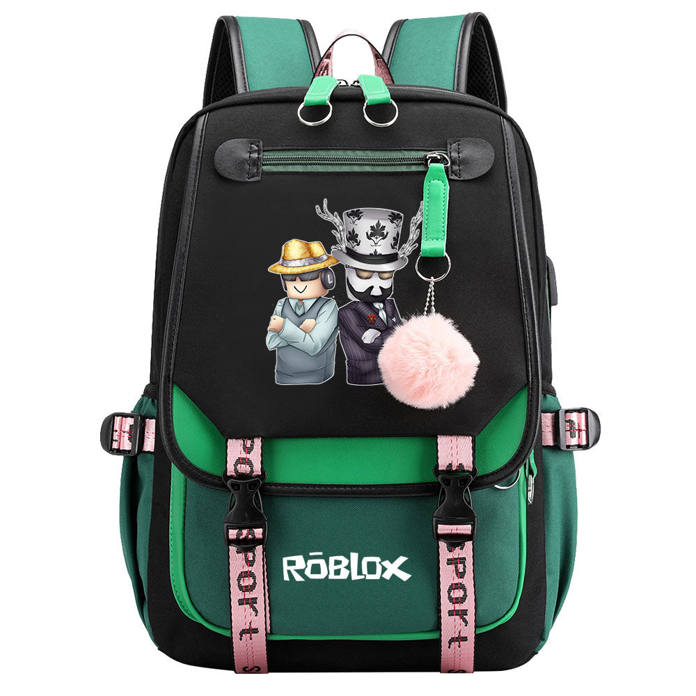 Game Roblox Waterproof Backpack School Notebook Travel Bags USB Charging