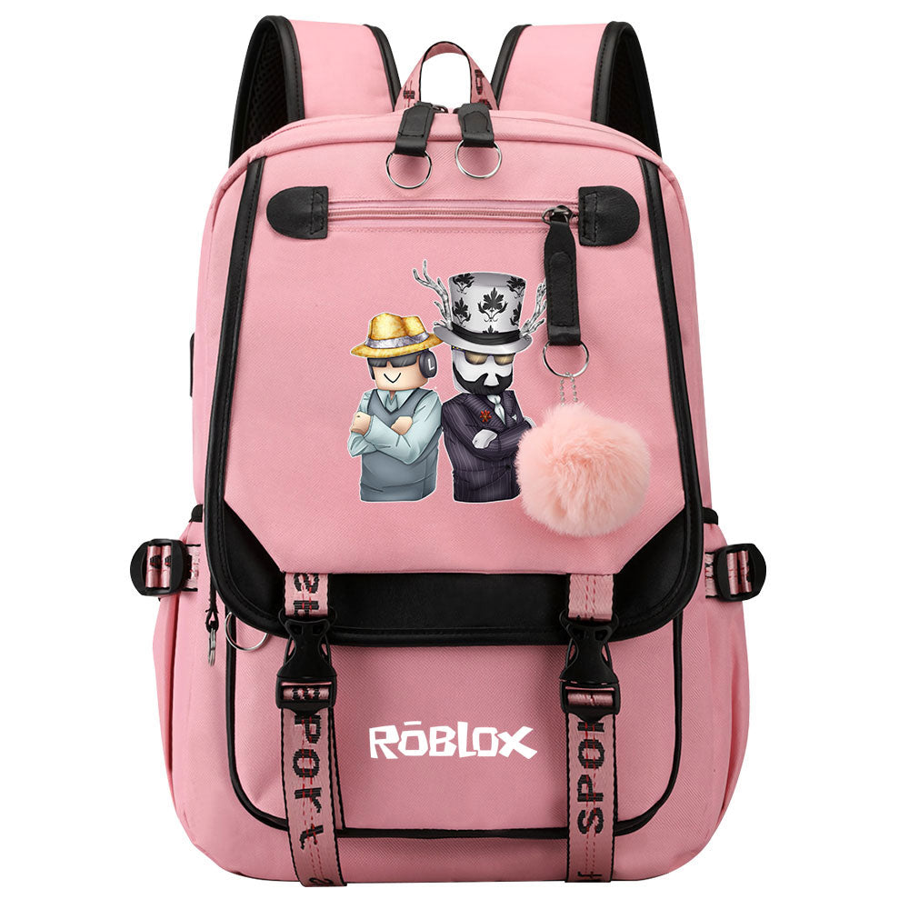 Game Roblox Waterproof Backpack School Notebook Travel Bags USB Charging