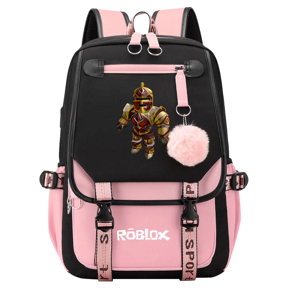 Game Roblox Waterproof Backpack School Notebook Travel Bags USB Charging