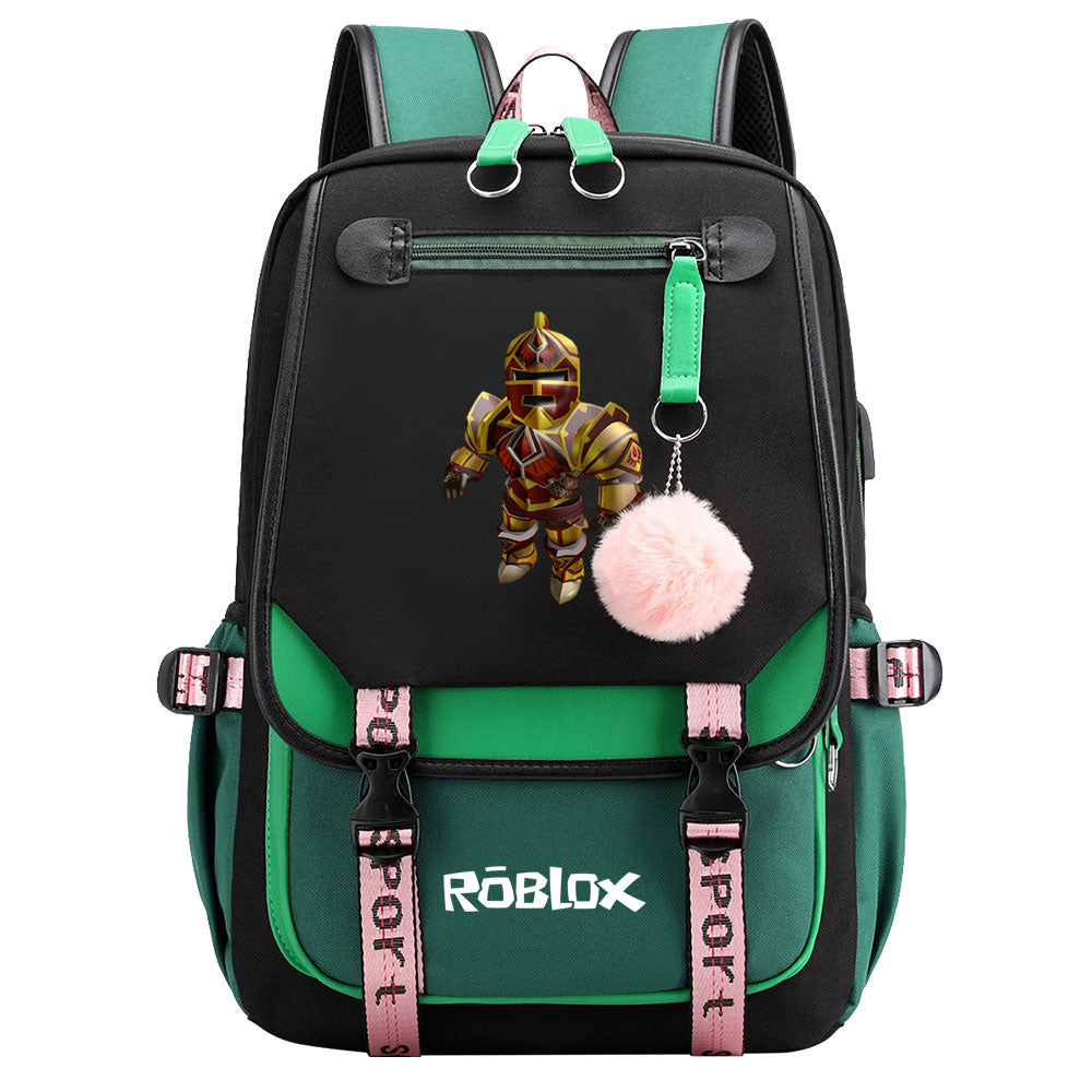 Game Roblox Waterproof Backpack School Notebook Travel Bags USB Charging