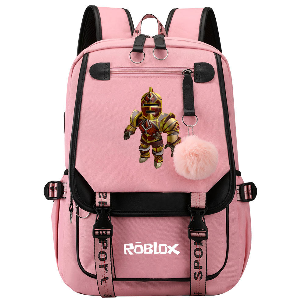 Game Roblox Waterproof Backpack School Notebook Travel Bags USB Charging