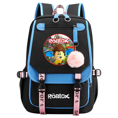 Roblox Waterproof Backpack School Notebook Travel Bags USB Charging