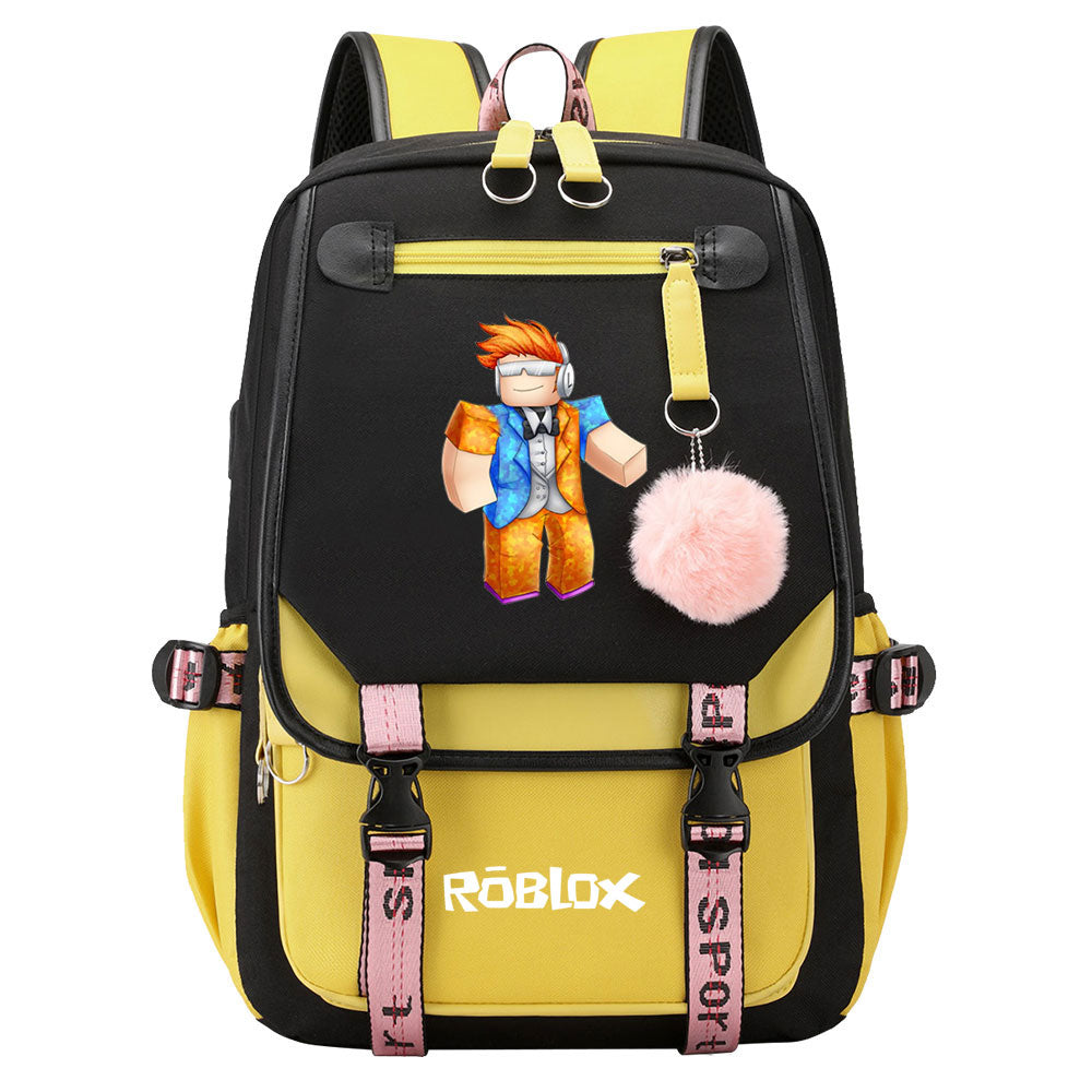 Game Roblox Waterproof Backpack School Notebook Travel Bags USB Charging