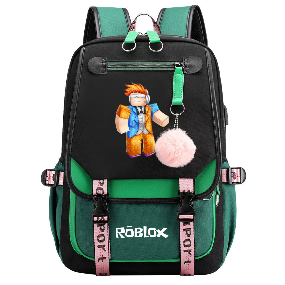 Game Roblox Waterproof Backpack School Notebook Travel Bags USB Charging