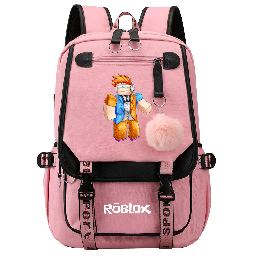 Game Roblox Waterproof Backpack School Notebook Travel Bags USB Charging