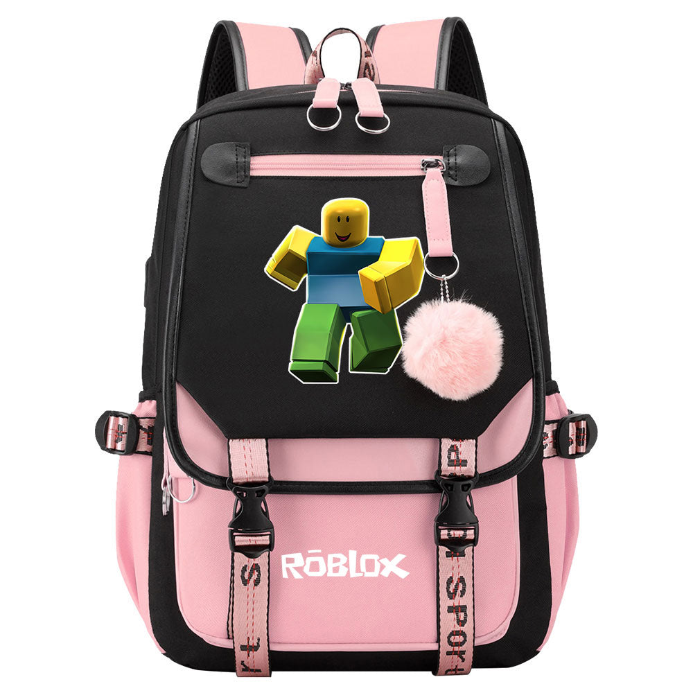 Game Roblox Waterproof Backpack School Notebook Travel Bags USB Charging