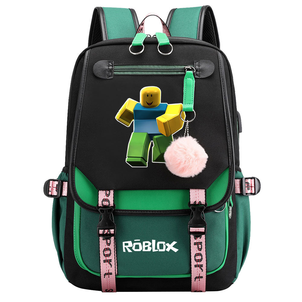 Game Roblox Waterproof Backpack School Notebook Travel Bags USB Charging