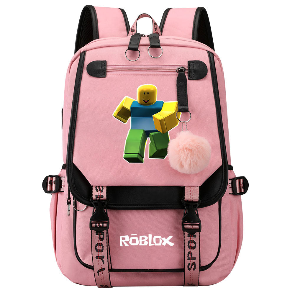 Game Roblox Waterproof Backpack School Notebook Travel Bags USB Charging