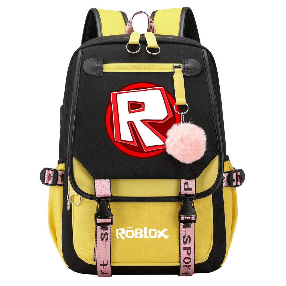 Roblox Waterproof Backpack School Notebook Travel Bags USB Charging