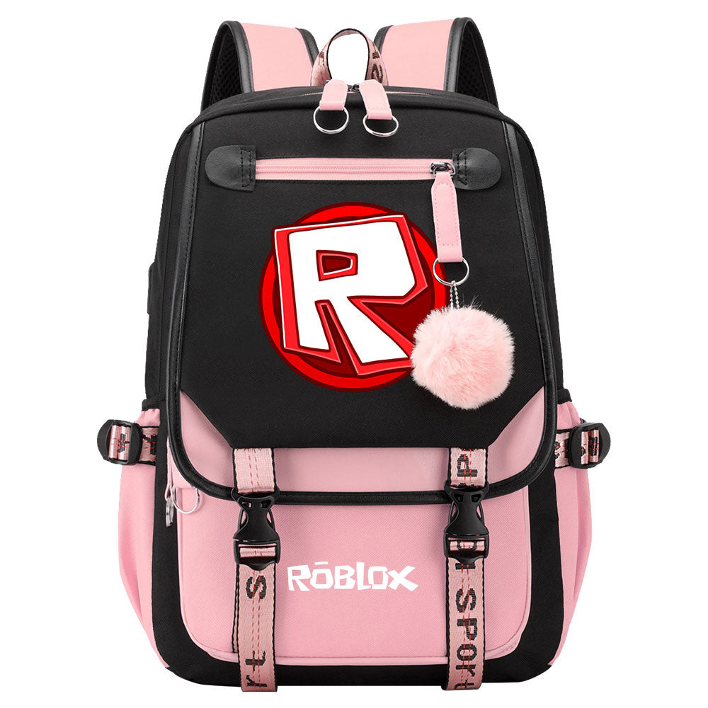Roblox Waterproof Backpack School Notebook Travel Bags USB Charging