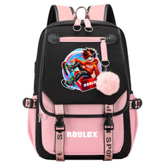 Roblox Waterproof Backpack School Notebook Travel Bag USB Charging
