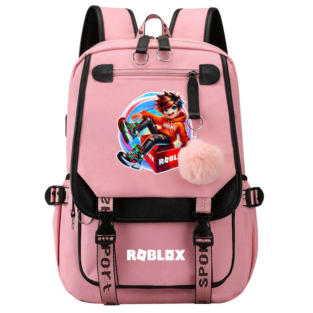 Roblox Waterproof Backpack School Notebook Travel Bag USB Charging