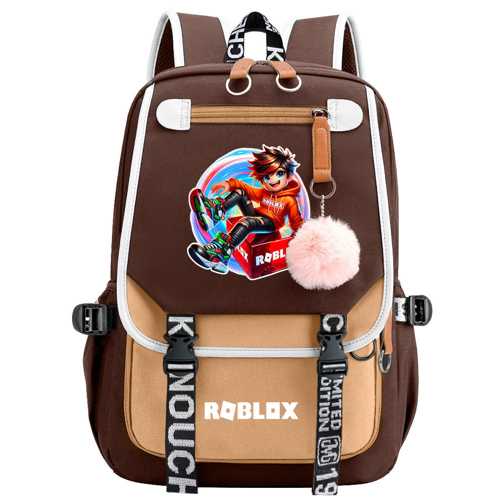 Roblox Waterproof Backpack School Notebook Travel Bag USB Charging