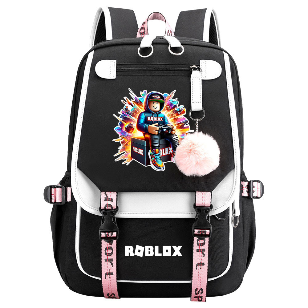 Roblox Waterproof Backpack School Notebook Travel Bag USB Charging