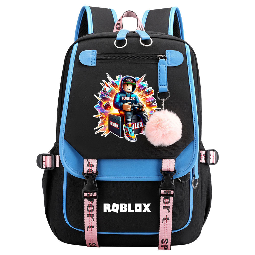Roblox Waterproof Backpack School Notebook Travel Bag USB Charging
